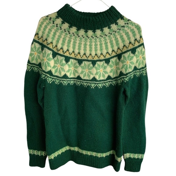 Vintage Crewneck Sweater Adult Medium 80s 90s Snowflake Winter Fair Isle - Picture 1 of 2